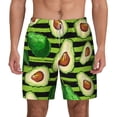 thumbnail image 3 of Uemuo Avocado Green Striped Pattern Mens Swim Trunks Quick Dry Board Shorts with Mesh Lining, Stretch Beach Shorts Quick Dry No-Chafing Board Shorts-3X-Large, 3 of 9