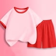 thumbnail image 2 of LEKWK 2-Piece Summer Short Set for Little Boys Contrast Ringer Tee Elastic Waist Shorts Casual Outfit Soft Cotton Playwear Daily Sporty Simple, 2 of 7
