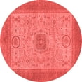thumbnail image 1 of Ahgly Company Machine Washable Indoor Round Abstract Red Modern Area Rugs, 3' Round, 1 of 4