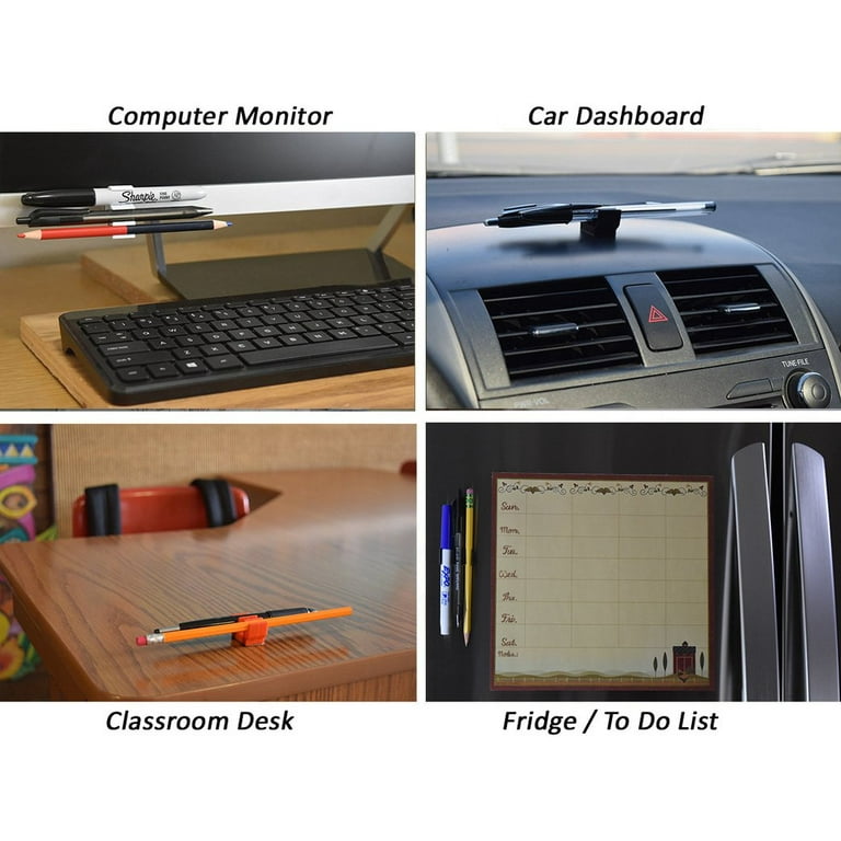 20 Pk)FOSSA Black Self Adhesive Plastic Pencil Pen Marker Holder 