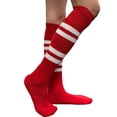 thumbnail image 4 of Couver Cotton 4 White Stripes Knee High Softball Baseball Sports Tube Socks, Red/White, Medium, 4 of 7