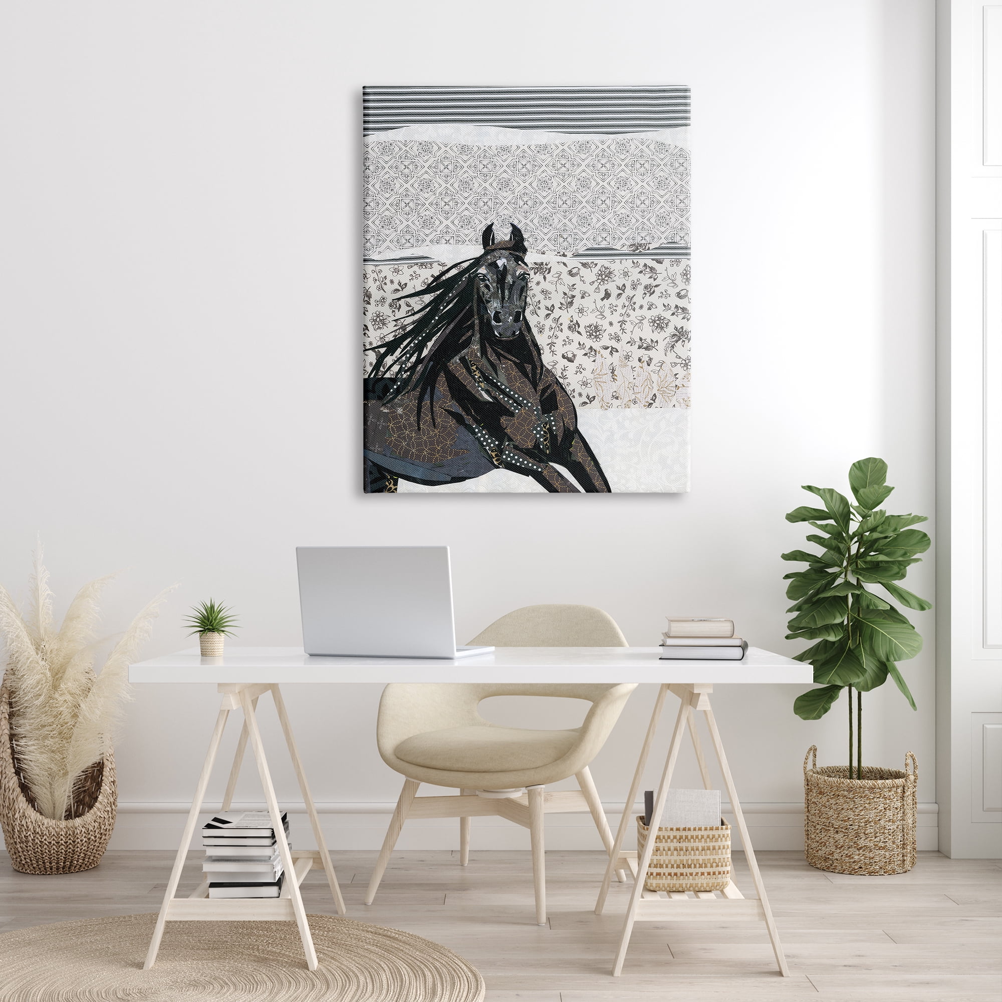 Stupell Industries Horse Galloping over Abstract Patterns Geometric Shapes, 36 x 48, Designed by Jenny McGee