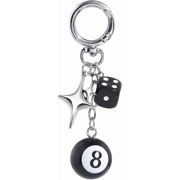 8 Ball Dice Charm Keychain - Cute Bag Purse Handbag Accessories - Y2K Aesthetic Key Chain for Women Men