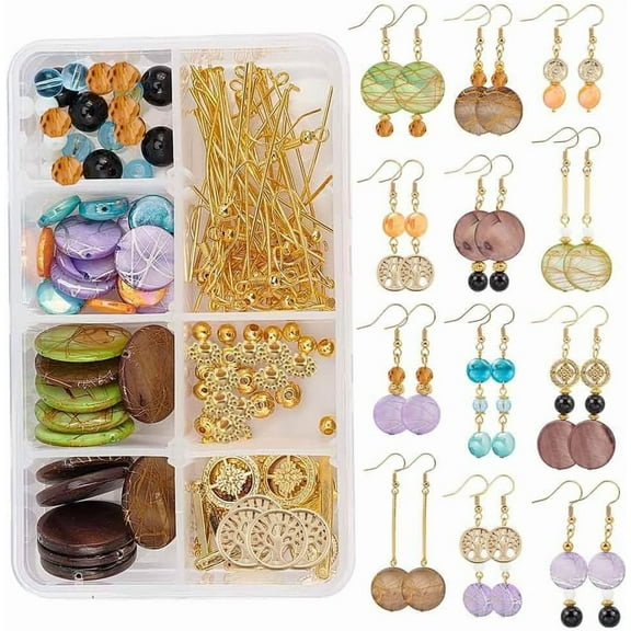 DIY Earring Making Kits Including Freshwater Shell & Glass Beads Alloy Beads & Pins Iron Spacer Beads Brass Earring Hooks Mixed color