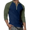thumbnail image 5 of Hearthz Raglan 3/4 Sleevetshirts for Men Henley Neck Baseball Jersey Colorblock Mens Tops Dressy Casual Fall Summer Shirts for Men, 5 of 9