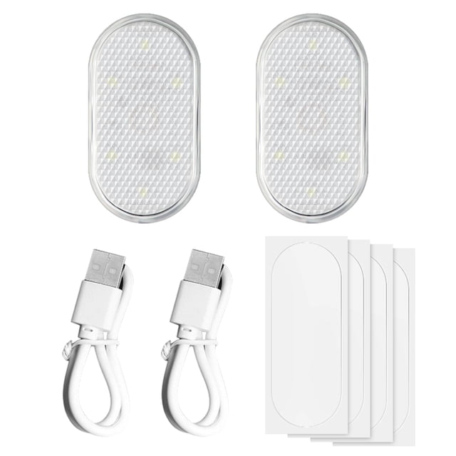 Luz táctil recargable de coche LED brillante Lámparas de techo Automóvil Interior Atmósfera Atmósfera Inspección Iluminación Pie 2pcs Luz azul seitruly EL006027-04B