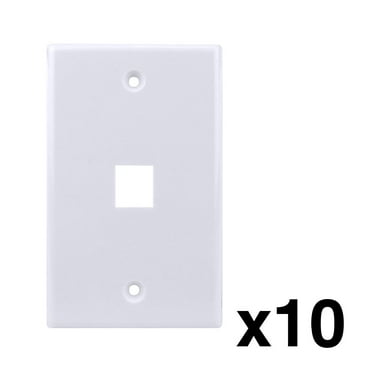 Construct Pro 1-Port Keystone Wall Plate - Screwless Face, Light Almond, Single Gang, For Custom Low Voltage Jacks 6 thumbnail image