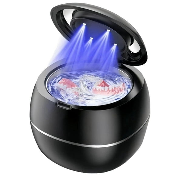 Denture Dome by Ploise, Ploise Denture Dome, Upgraded Retainer Cleaner Machine for Night Guards, Braces, Aligner, Toothbrush, Jewelry and More (Black)