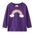 thumbnail image 2 of Girl Long Sleeve Shirts Christmas Pink Green Elk Purple Rainbow Cotton Casual Crewneck Jersey Tunic T-Shirts 3 Packs Sets Size 7, 2 of 6
