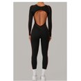 thumbnail image 6 of PISONIC Womens Long Sleeve Workout Jumpsuit Contouring Seams Backless Full Length Catsuit One Piece Bodysuit Yoga Rompers, 6 of 12