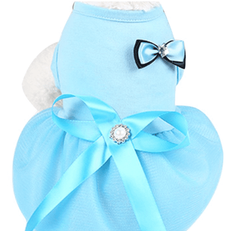 Barhoo Dog Dress Pet Dress with Ribbon Bow Cute Puppy Costume Spring Summer Shirt Vest for Weddings Festivals Birthdays Soft Cotton Polyester Comfortable Washable Party Outfit for Small Dogs
