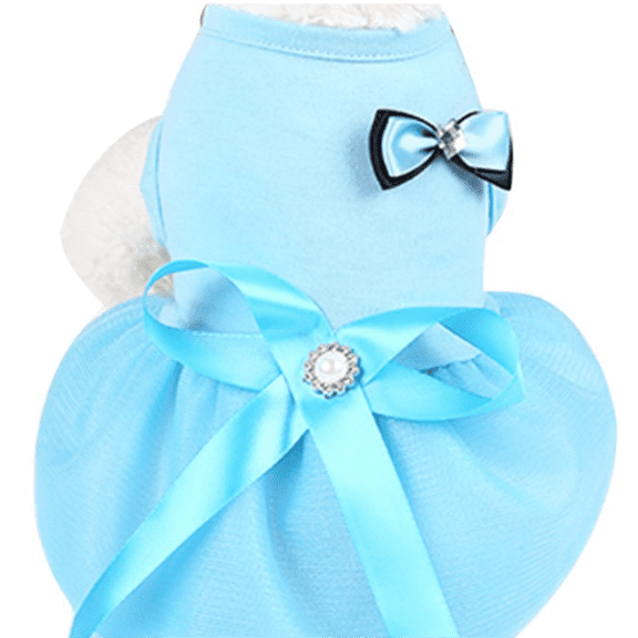 Barhoo Dog Dress Pet Dress with Ribbon Bow Cute Puppy Costume Spring Summer Shirt Vest for Weddings Festivals Birthdays Soft Cotton Polyester Comfortable Washable Party Outfit for Small Dogs
