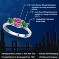 thumbnail image 2 of Gem Stone King 14K White Gold Pink Moissanite & Green Nano Emerald 3-Stone Engagement Ring | 1.10 Cttw | Round 5MM and 4MM | Three Stone Wedding Anniversary Promise Ring for Women (Size 8), 2 of 6