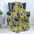 thumbnail image 4 of Floral Soft Flannel Fleece Throw Blanket, Daffodil Petals in Contrast Tones Flourishing Floret Nostalgic Eastern Print, Cozy Plush for Indoor and Outdoor Use, 70" x 90", Yellow and Grey, by Ambesonne, 4 of 5
