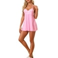 thumbnail image 4 of INSPIRE CHIC Women's Nightgown V Neck Sleeveless Lace Sleepwear Mini Length Sleepdress XL Pink, 4 of 5