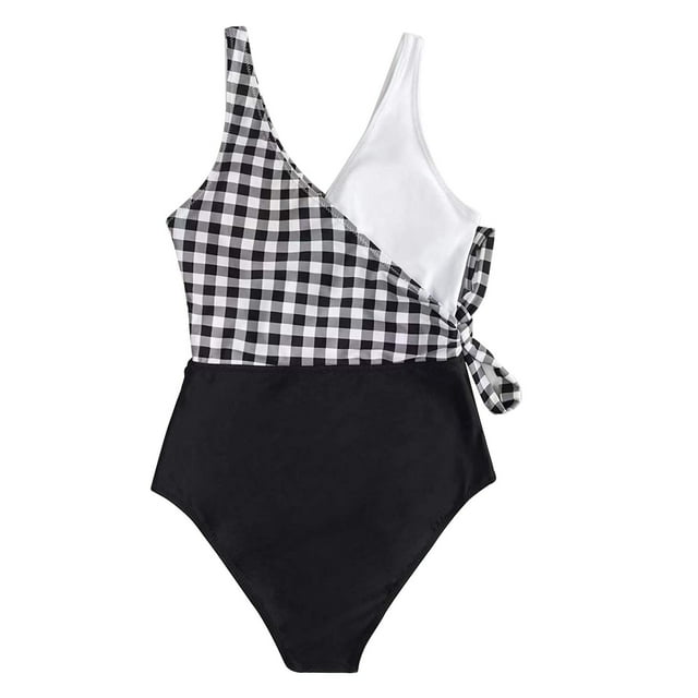 Aayomet Maillot de Bain une Pièce pour Femmes Résistant au Chlore Col Carré, Noir m