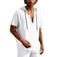 thumbnail image 1 of pstuiky Camisas casuales de manga corta para hombre, Blusa de lino con capucha y manga corta para hombre, color liso, con botones y cordón ajustable camisetas de hombre l, 1 of 8
