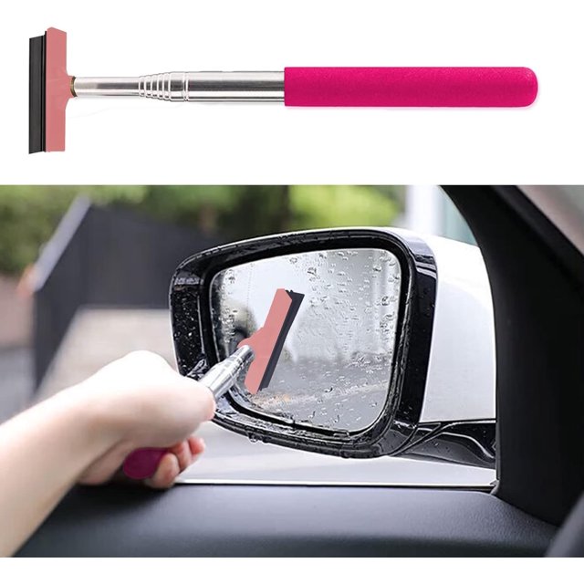 HUGFEGWE Side Mirror Squeegee, Car Mirror Wiper, 38.6in Handle Retractable Car Rearview Mirror Wiper, Mini Squeegee for Rainy Foggy Weather, Universal Automotive Accessories for CA919-136654