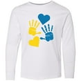 thumbnail image 3 of Inktastic Down Syndrome Awareness with Handprints and Hearts Blue and Yellow Long Sleeve Youth T-Shirt, 3 of 5