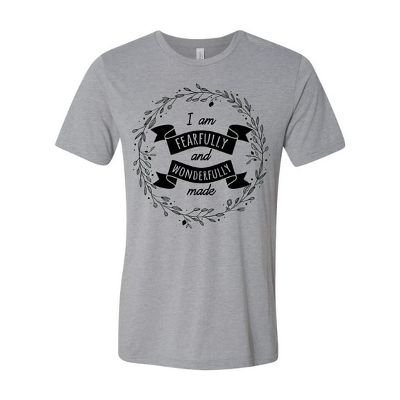 I Am Fearfully And Wonderfully Made Ladies Christian Short Sleeve T-shirt-Athletic Grey Triblend-xxxl