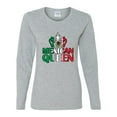thumbnail image 2 of Wild Bobby Mexican Queen Latin Pride Women Graphic Long Sleeve Tee, Heather Grey, Large, 2 of 5