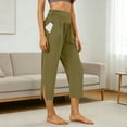 thumbnail image 5 of DAFPZW High Waisted Yoga Pants for Women Side Slit Straight Leg Cropped Pant with Pockets Workout Athletic Capris, 5 of 9