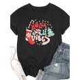thumbnail image 3 of Woman Christmas Shirt Holly Jolly Vibes Graphic T-Shirt Casual Short Sleeve Top, 3 of 6