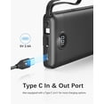 thumbnail image 5 of VRURC Portable Charger with Built in Cables, 10000mAh Slim USB C Power Bank,5 Output 2 Input LED Display External Battery Pack Phone Charger Compatible with iPhone,Samsung,Android-Black(1 Pack), 5 of 5