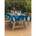 thumbnail image 3 of Outdoor Tablecloth with Umbrella Hole for Patio/Picnic/Party/Camping, Deep Green Fishes Waterproof Table Cloth Rectangle Table Cover Washable, Cartoon Coastal Ocean Fish Striped (54"x 80"), 3 of 8