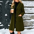 thumbnail image 2 of Vixolx Womens Mid Length Coat Notched Lapel Single Breasted Overcoat with Patch Pockets Fall Winter Business Casual Outerwear, 2 of 7