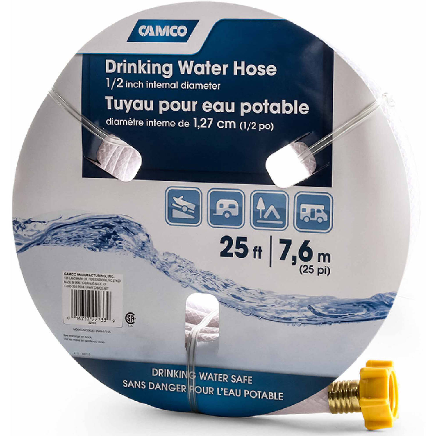 Camco TastePURE 25' Drinking Water Hose 1/2" Inner Diameter Lead and