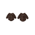 thumbnail image 2 of RUINIXCW Newborn Baby Girl Spring Fall Clothes Gingham Plaid Bubble Romper One Piece Outfit 0 3 6 9 12 18 Months Sweet Long Sleeve Button Front Doll Collar Jumpsuit Playsuit, 2 of 9