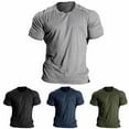 thumbnail image 3 of Wotryit Mens Shirts Mens Solid Raglan Short Sleeve Round Neck Shirts Daily Casual Comfort Versatile Tops T Shirt Blue XL, 3 of 6