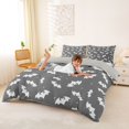 thumbnail image 3 of Homewish Halloween Theme Bat Bedding,White Silhouette Dot Pattern Duvet Cover Full,Gray,Light Gray Reversible,3-Piece,1 Duvet Cover and 2 Pillowcases, 3 of 6