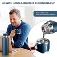 thumbnail image 2 of Water Bottle, 500ml Vacuum Flask, Insulated Travel Mug With Leakproof Lid & Handle, Reusable Bottles Stays Hot & Cold For Work Sports Cycling, Blue, 2 of 4