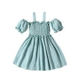 thumbnail image 1 of Bagilaanoe Little Girl Summer Dress Short Sleeve Off Shoulder A-line Dresses 3T 4T 5T 6T 7T 8T Kids Casual Swing Sundress, 1 of 9