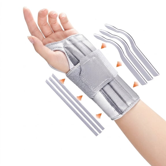 Wrist Brace with Metal Splints Wrist Support Strap for Sprains Strains Tendinitis Day and Night Hand Joint Discomfort Relief