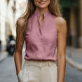 thumbnail image 4 of Stichou Women's Casual Dressy Business Blouse Mock V Neck Sleeveless Shirts Tunic Work Shirt 2026 Summer Solid Color Tank Tops Pink XL, 4 of 9