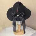 thumbnail image 1 of RXIRUCGD Women's Solid Color Knitted Pointed Red Big Bow Hats( Black ), 1 of 5