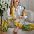 thumbnail image 6 of Wukai butterfly and sunflower Print Women’s Pajama Long Sleeve Sleepwear Soft&nbsp;-X-Large, 6 of 7