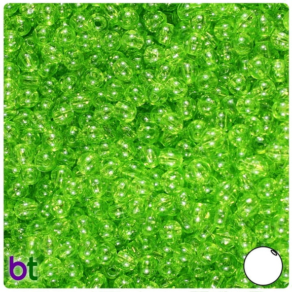BeadTin Lime Sparkle 6mm Round Plastic Beads (500pcs)