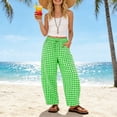 thumbnail image 6 of Inleife Women's Gingham Checkered Relaxed Pants Drawstring Elastic Waist Lounge Trousers with Pockets, 6 of 6