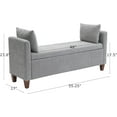 thumbnail image 2 of Storage  for Bedroom, 55" End of Bed  for King Size Bed, Modern Upholstered Long Ottoman  with Arms and 2 Pillows for Living Room/Entryway(Grey), 2 of 8