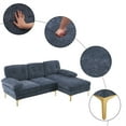 thumbnail image 6 of 3 Seater Sectional Sofa, L-Shaped Modular Sofa with Gold-Plated Feet, Chenille Fabric Upholstered Accent Sofa, Indoor Sectional Couch for Living Room, Apartment, Office, Gray-Blue, 6 of 7