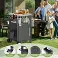 thumbnail image 4 of Outdoor Grill Cart with Storage, Rolling BBQ Cart with Hooks & Spice Rack, Patio Furniture Grill Table for Grilling Accessories, Black, 4 of 12