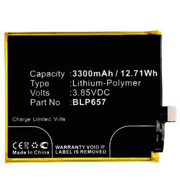 Batteries N Accessories BNA-WB-P8430 Cell Phone Battery - Li-Pol, 3.85V, 3300mAh, Ultra High Capacity Battery - Replacement for Oneplus BLP657 Battery