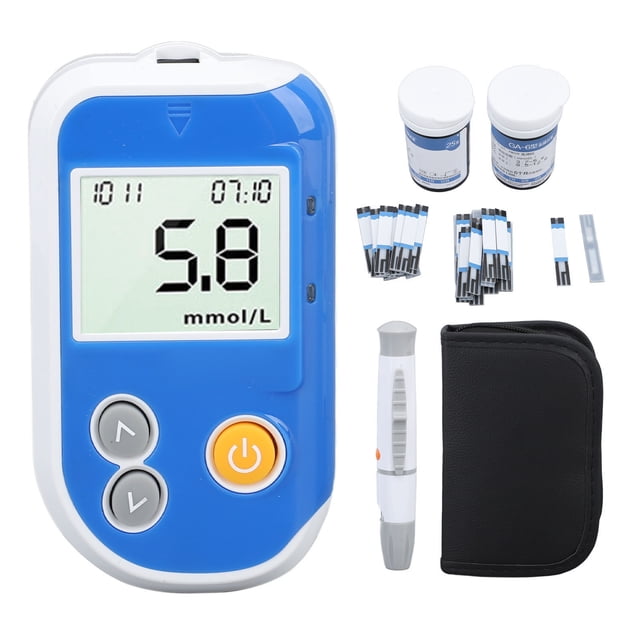 Kit para medir la glucosa en sangre con 50 tiras reactivas, 1 medidor de glucosa, 1 dispositivo de punción, estuche de viaje y kit para la prueba de diabetes.