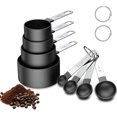 thumbnail image 1 of 8 pzs Juego de Cucharas Medidoras,Tazas y Cucharas Medidoras de Acero Inoxidable,Mangos Apilables de Acero Inoxidable para Cocinar,Hornear,Dosificar,Medir Líquidos,Negro, 1 of 14
