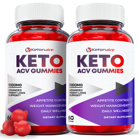 (2 Pack) Ketonaire Keto ACV Gummies - Supplement for Weight Loss - Energy & Focus Boosting Dietary Supplements for Weight Management & Metabolism - Fat Burn - 120 Gummies