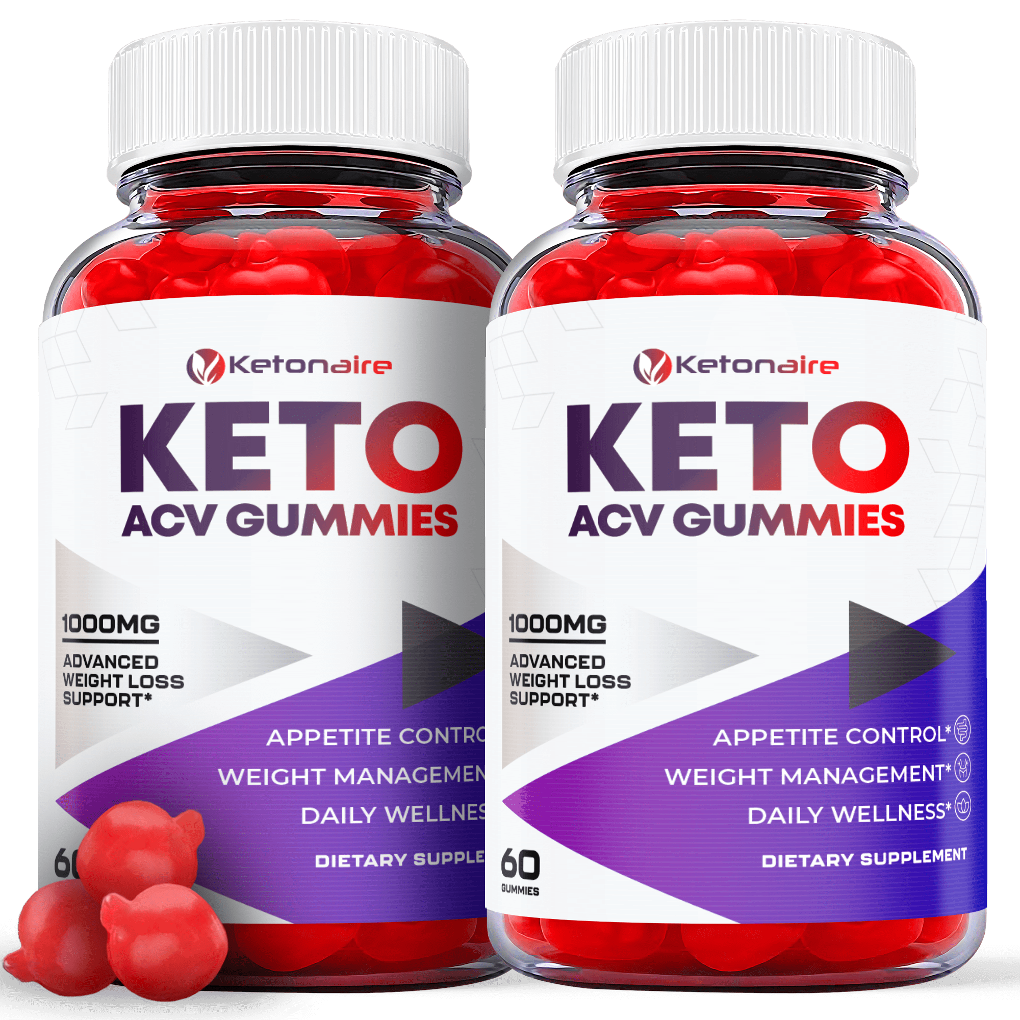 (2 Pack) Ketonaire Keto ACV Gummies - Supplement for Weight Loss - Energy & Focus Boosting Dietary Supplements for Weight Management & Metabolism - Fat Burn - 120 Gummies